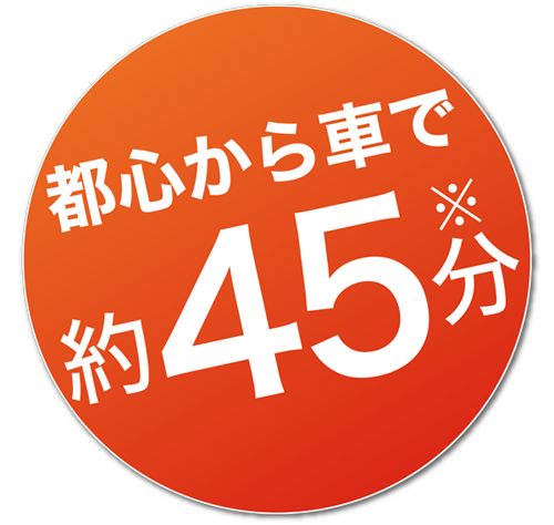 都心から車で約45分